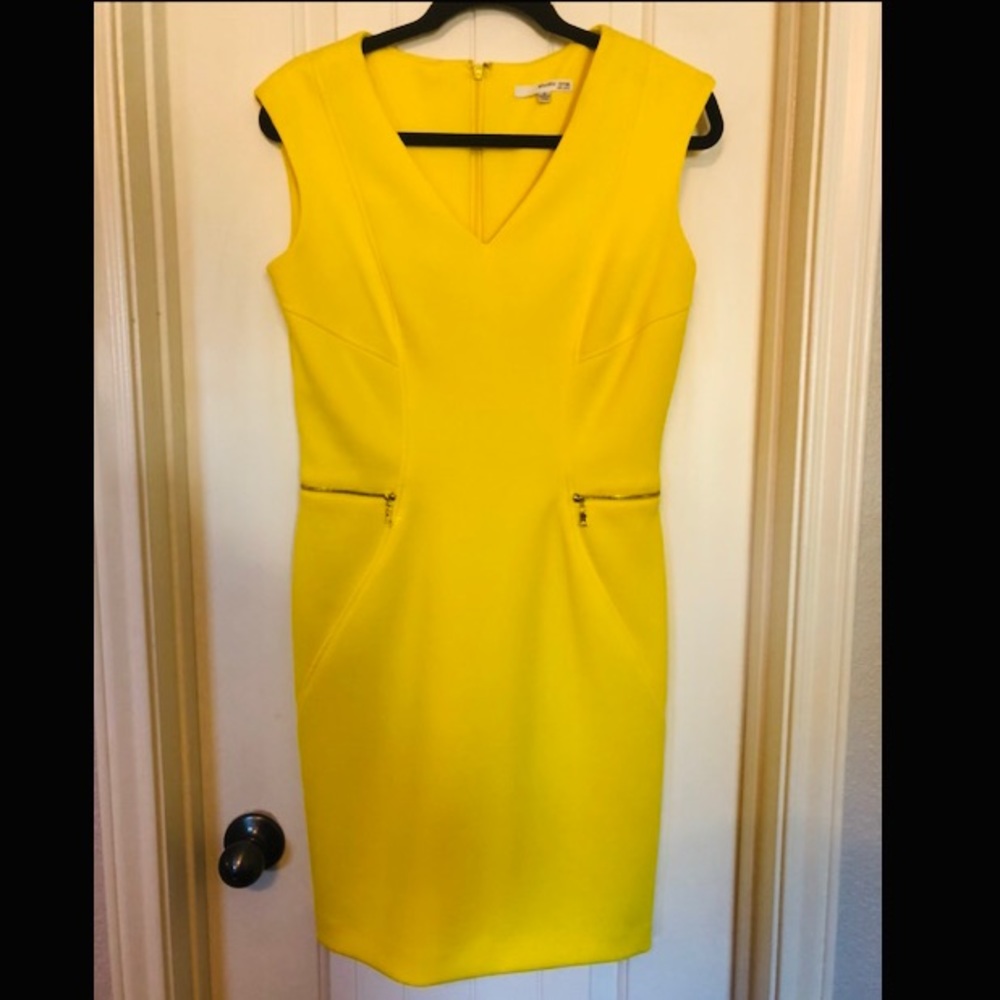 Bright yellow fitted dress